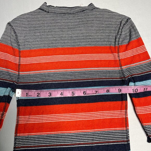 Free People Striped Thermal Top Size XS Navy Combo OB466000 Blue Red - Picture 7 of 8